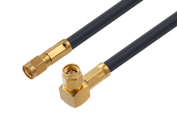 PE38624 - SMA Male to SMA Male Right Angle Cable Using PE-C240 Coax