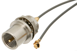 PE38857 - FME Plug Bulkhead to UMCX Plug Front Mount Cable Using 1.13mm Coax