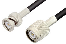 PE3904 - TNC Male to BNC Male Cable Using 53 Ohm RG55 Coax