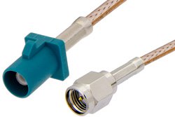 PE39343Z - SMA Male to Water Blue FAKRA Plug Cable Using RG316 Coax