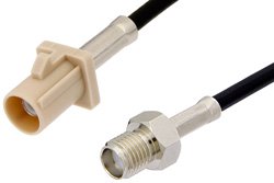 PE39344I - SMA Female to Beige FAKRA Plug Cable Using PE-C100-LSZH Coax