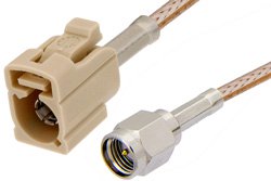 PE39348I - SMA Male to Beige FAKRA Jack Cable Using RG316 Coax