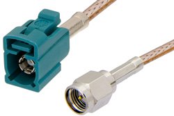 PE39348Z - SMA Male to Water Blue FAKRA Jack Cable Using RG316 Coax