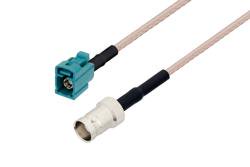 PE3C1708/HS - Water Blue FAKRA Jack to BNC Female Cable Using RG316 Coax with HeatShrink