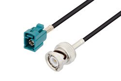 PE3C3260 - Water Blue FAKRA Jack to BNC Male Cable Using RG174 Coax