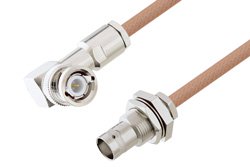 PE3C3314 - BNC Male Right Angle to BNC Female Bulkhead Cable Using RG400 Coax