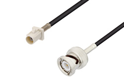 PE3C3455 - White FAKRA Plug to BNC Male Cable Using RG174 Coax