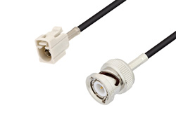 PE3C3462 - White FAKRA Jack to BNC Male Cable Using RG174 Coax