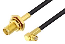 PE3C3937 - SMA Female Bulkhead to Push-On SMP Female Right Angle Cable Using LMR-100 Coax