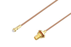 PE3C3991 - Snap-On MMBX Plug to Reverse Polarity SMA Female Bulkhead Cable Using RG178 Coax