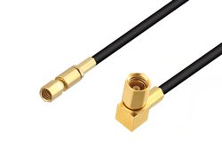 PE3C4420 - SSMC Plug to SSMC Plug Right Angle Low Loss Cable Using LMR-100 Coax