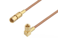 PE3C4455 - SSMC Plug to SSMC Plug Right Angle Cable Using RG178 Coax