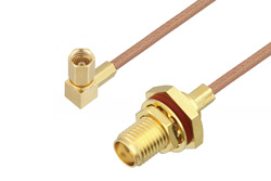 PE3C4465 - SMA Female Bulkhead to SSMC Plug Right Angle Cable Using RG178 Coax