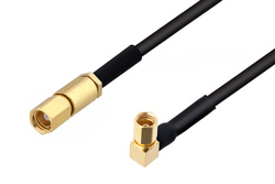 PE3C4481 - SSMC Plug to SSMC Plug Right Angle Cable Using PE-SR405FLJ Coax