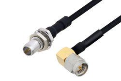 PE3C4857 - Slide-On BMA Plug Bulkhead to SMA Male Right Angle Cable Using PE-SR405FLJ Coax