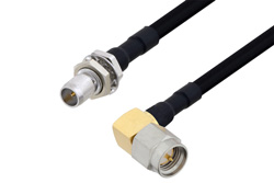 PE3C4909 - Slide-On BMA Plug Bulkhead to SMA Male Right Angle Cable Using PE-SR402FLJ Coax