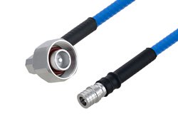 PE3C5850 - Plenum 4.1/9.5 Mini DIN Male Right Angle to QMA Male Low PIM Cable Using SPP-250-LLPL Coax , LF Solder