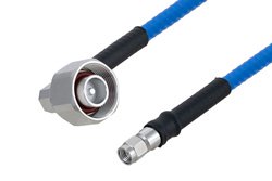 PE3C5851 - Plenum 4.1/9.5 Mini DIN Male Right Angle to SMA Male Low PIM Cable Using SPP-250-LLPL Coax , LF Solder