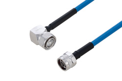 PE3C6222 - Plenum 4.3-10 Male Right Angle to N Male Low PIM Cable Using SPP-250-LLPL Coax Using Times Microwave Parts