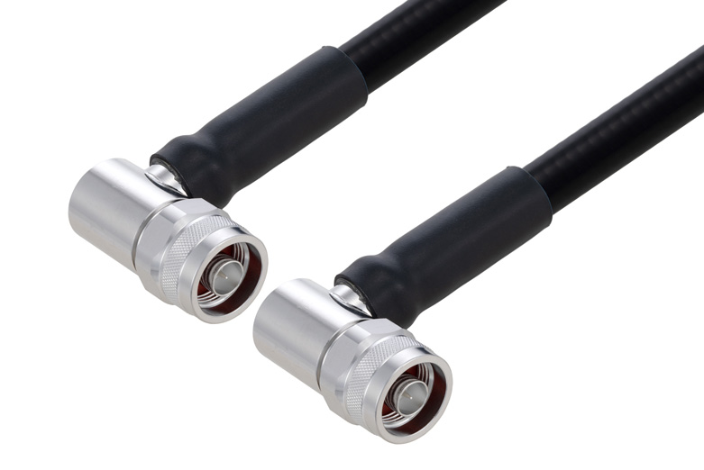 PE3C6376 - Fire Rated N Male Right Angle to N Male Right Angle Low PIM Cable Using SPF-500 Coax Using Times Microwave Parts