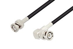 PE3C6845 - BNC Male to BNC Male Right Angle Cable Using 53 Ohm RG55 Coax