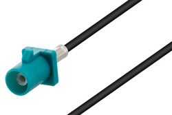 PE3C7645 - Water Blue FAKRA Plug to Trimmed Lead Cable Using RG174 Coax