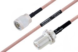 PE3M0010 - MIL-DTL-17 N Male to N Female Bulkhead Cable Using M17/60-RG142 Coax