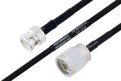 PE3M0030 - MIL-DTL-17 BNC Male to N Male Cable Using M17/84-RG223 Coax