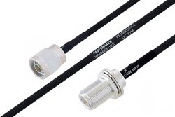 PE3M0038 - MIL-DTL-17 N Male to N Female Bulkhead Cable Using M17/84-RG223 Coax