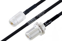 PE3M0040 - MIL-DTL-17 N Female to N Female Bulkhead Cable Using M17/84-RG223 Coax