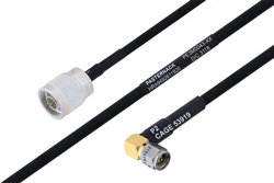 PE3M0043 - MIL-DTL-17 N Male to SMA Male Right Angle Cable Using M17/84-RG223 Coax