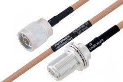 PE3M0066 - MIL-DTL-17 N Male to N Female Bulkhead Cable Using M17/128-RG400 Coax