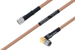 PE3M0080 - MIL-DTL-17 SMA Male to SMA Male Right Angle Cable Using M17/128-RG400 Coax