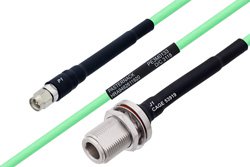 PE3M0133 - Temperature Conditioned SMA Male to N Female Bulkhead Low Loss Cable Using PE-P142LL Coax