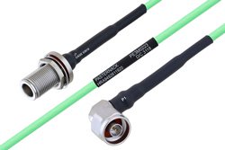 PE3M0223 - Temperature Conditioned N Female Bulkhead to N Male Right Angle Low Loss Cable Using PE-P160LL Coax