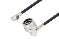 PE3W02390 - Reverse Polarity SMA Male Right Angle to N Male Right Angle Cable Using LMR-195 Coax