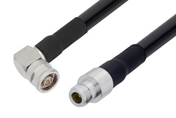 PE3W02447/HS - N Male Right Angle to N Female Cable Using LMR-600 Coax with HeatShrink