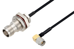 PE3W03175 - TNC Female Bulkhead to SMA Male Right Angle Cable Using PE-SR405FLJ Coax