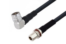 N Male Right Angle to N Female Bulkhead Cable 24 Inch Length Using LMR