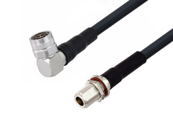 PE3W03991 - N Male Right Angle to N Female Bulkhead Cable Using LMR-400 Coax