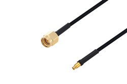 PE3W04210/HS - SMA Male to Mini SMP Female Cable Using PE-SR405FLJ Coax with HeatShrink