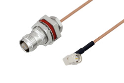 PE3W05425 - TNC Female Bulkhead to SMA Male Right Angle Cable Using RG178 Coax