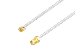 PE3W05740 - SMP Female Right Angle to SMA Female Cable Using PE-SR405FL Coax