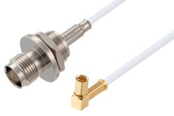 PE3W05752 - TNC Female Bulkhead to SSMC Plug Right Angle Cable Using RG188 Coax