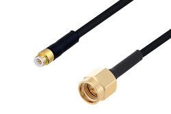 PE3W05863/HS - Snap-On MMBX Plug to SMA Male Cable Using PE-SR405FLJ Coax with HeatShrink