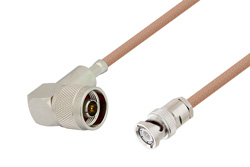 PE3W06095 - N Male Right Angle to BNC Male Cable Using RG400 Coax