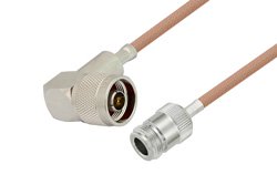 PE3W06096 - N Male Right Angle to N Female Cable Using RG400 Coax