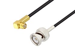 PE3W06234 - Push-On SMP Female Right Angle to BNC Male Cable Using RG174 Coax