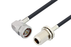 PE3W06441 - N Male Right Angle to N Female Bulkhead Cable Using LMR-240-UF Coax