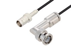 PE3W06649 - BNC Female to BNC Male Right Angle Cable Using RG174 Coax